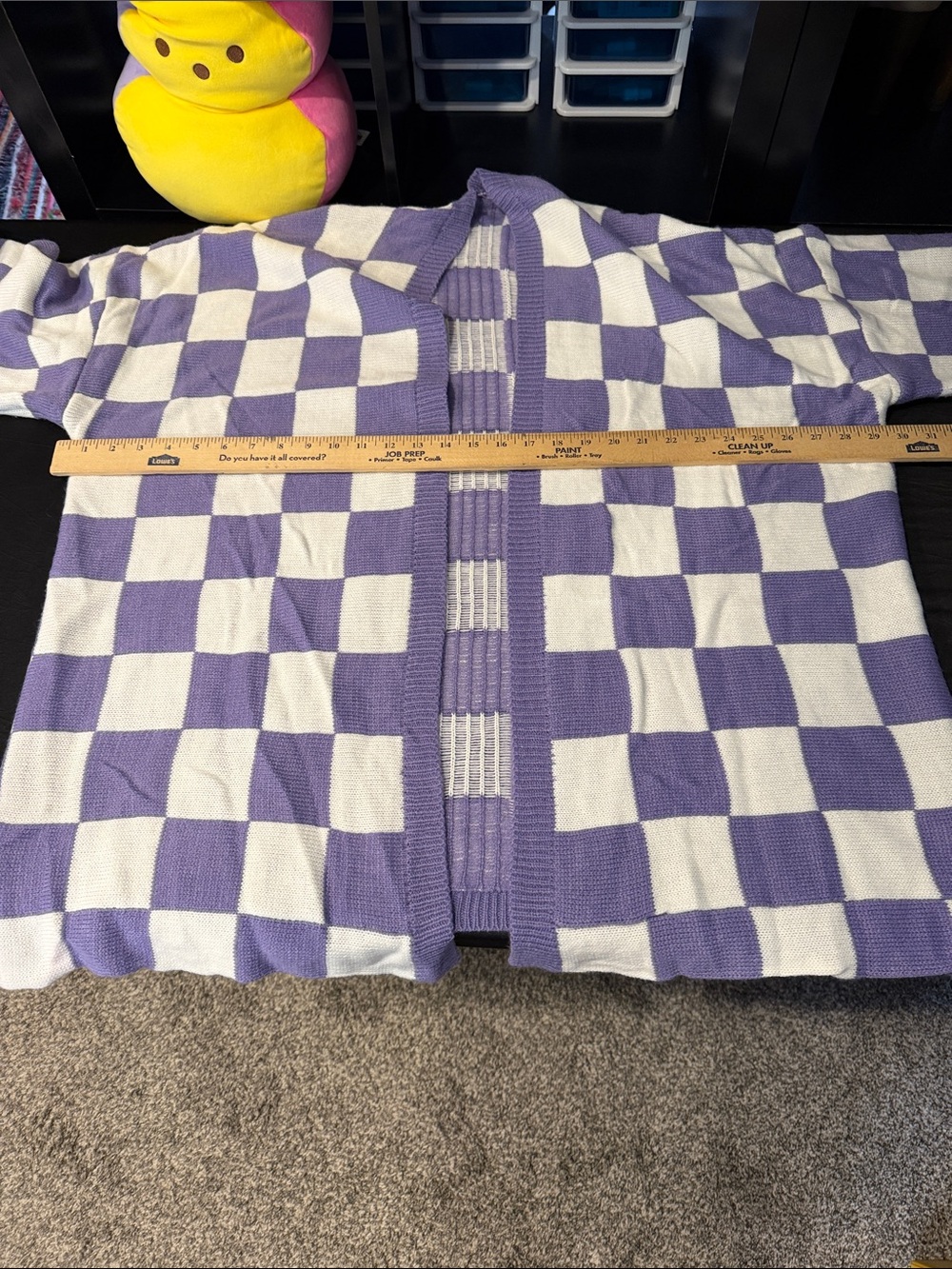 #644. Purple checker cardigan. 2x - Picture 2 of 6